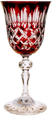 Rubinowe kryształowe kieliszki do wina 220ml Krata Oliwka