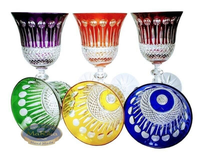 Coloured crystal wine glasses 280 ml French