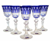 Cobalt crystal liqueur glasses 60 ml French