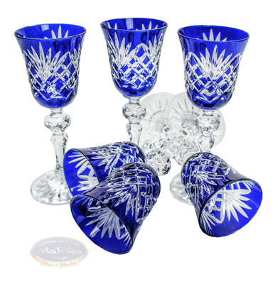 Cobalt crystal liqueur glasses 60ml Pineapple 6 pieces