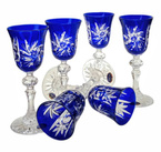 Cobalt crystal liqueur glasses 60 ml Olive Mill