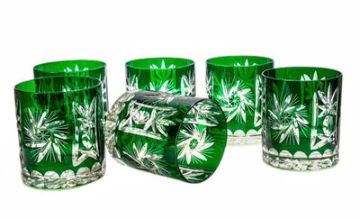 Emerald crystal whisky glasses 280ml Olive Mill