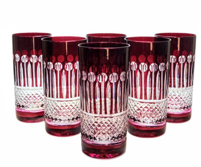 Rubinowe kryształowe szklanki do wody i drinków 320ml Francuski