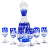 Kobaltowy kryształowy zestaw  Kieliszków  z Karafką  Francuski 6+1