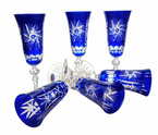 Kobaltowe kryształowe kieliszki do szampana 150 ml Młynek Oliwka