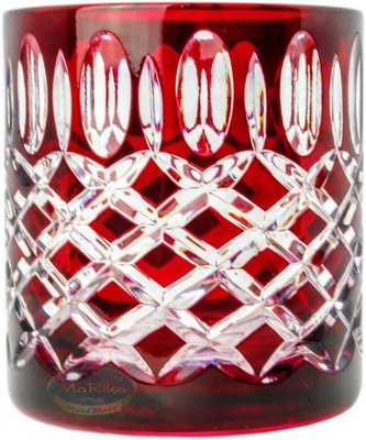 Rubinowe kryształowe szklanki do whisky 280ml Krata Oliwka