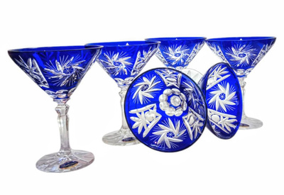 Cobalt crystal martini glasses 110ml Olive Mill