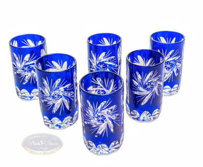 Cobalt crystal vodka glasses 30ml Olive Mill