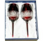 Ruby crystal wine glasses, 2 pcs