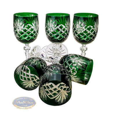 Emerald crystal wine glasses 240ml Pineapple 6 pieces
