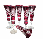 Rubinowe kryształowe kieliszki do szampana 170 ml Ananas