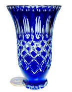 Kobaltowy  kryształowy wazon Krata Oliwka