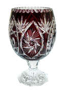 Kryształowy Rubinowy wazon na nodze Młynek Oliwka