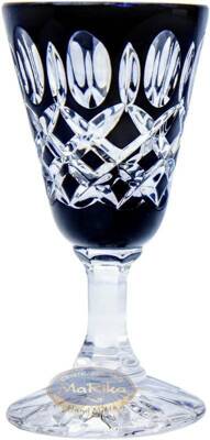 Czarne kryształowe kieliszki do wódki 40 ml Krata Oliwka