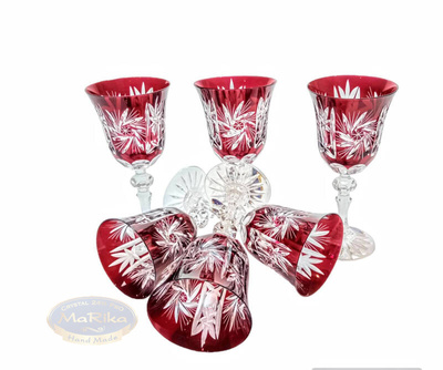 Rubinowe kryształowe kieliszki do wina 170ml Młynek Oliwka 6 sztuk