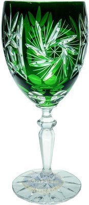 Szmaragdowe kryształowe kieliszki do wina 220 ml Młynek Oliwka
