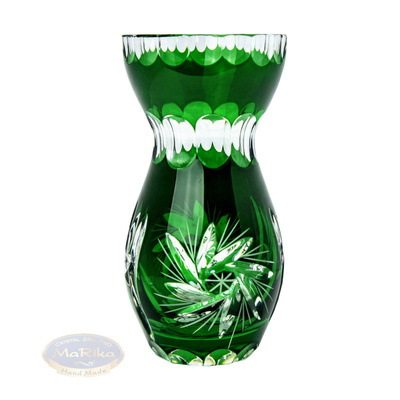 Szmaragdowy  kryształowy wazon 10 cm  Młynek Oliwka